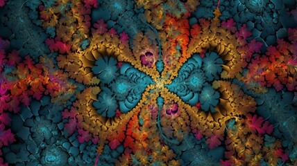 Intricate Fractal Patterns Background with Bold Contrasting Colors