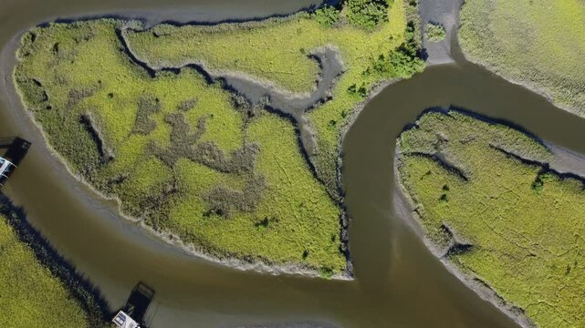 Saint Augustine Fl top down drone view of wetlands