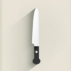 Sleek Knife Icon in 2D on a Polished Pearl Background