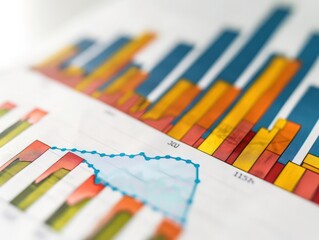 Fototapeta premium Minimalist bar chart on a clean white background, depicting a sharp rise in stock prices, highlighting remarkable market growth.