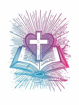recommend clip art: The cross and heart symbolise love, faith, and spirituality.