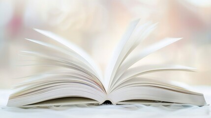 Fototapeta premium Blurred light background of an open white book