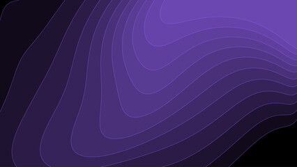 Purple and black abstract background with wavy pattern and gradient shades, dynamic curve shapes	