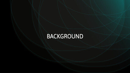 Black abstract background with teal green gradient circles, blended lines