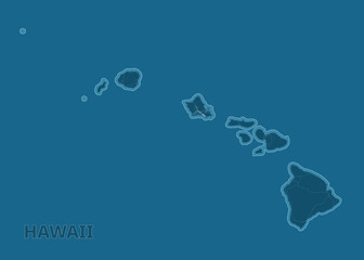 Hawaii, United States artistic blueprint map poster