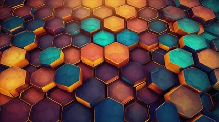 Gradient Hexagon Pattern Background in a range of cool to warm hues
