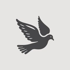 silhouette of dove with leaf in mouth, white and transparent background.dove black icon, simple flat image.
