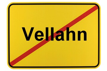 Illustration eines Ortsschildes der Gemeinde Vellahn in Mecklenburg-Vorpommern