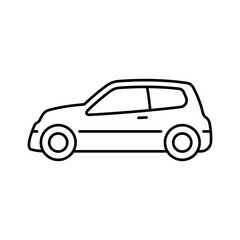 Fototapeta premium Car icon. Black outline linear silhouette. Editable strokes. Side view. Vector simple flat graphic illustration. Isolated object on white background. Isolate.
