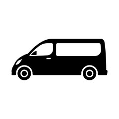 Minivan icon. Black silhouette. Side view. Vector simple flat graphic illustration. Isolated object on white background. Isolate.