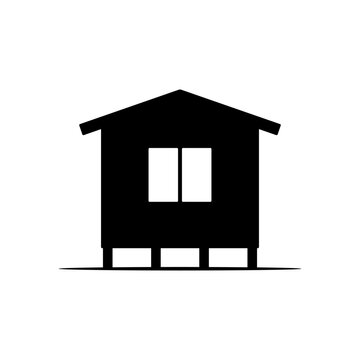 recommend clip art: House icon. Black silhouette. Front view. Vector simple flat graphic illustration. Isolated object on white background. Isolate.