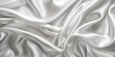Fototapeta premium Closeup of rippled white silk fabric - AI Generated
