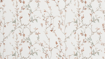 Seamless Abstract Watercolor Floral Pattern With Delicate Pink and Green Branches