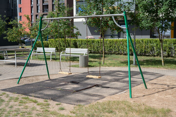 photography, playground, childhood, swing, horizontal, color image, no people, nature, play, outdoor, swing - play equipment, child