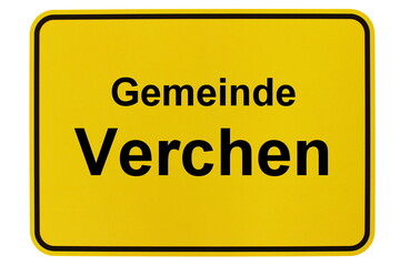 Illustration eines Ortsschildes der Gemeinde Verchen in Mecklenburg-Vorpommern