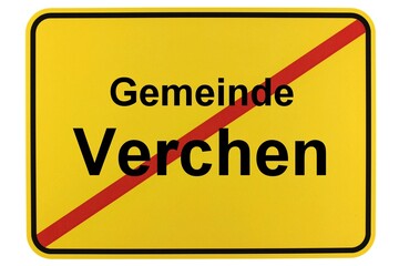 Illustration eines Ortsschildes der Gemeinde Verchen in Mecklenburg-Vorpommern