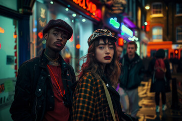 young people wearing street fashion. generative ai