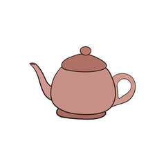 Simple red teapot design element on transparent background