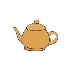 Simple yellow teapot design element on transparent background