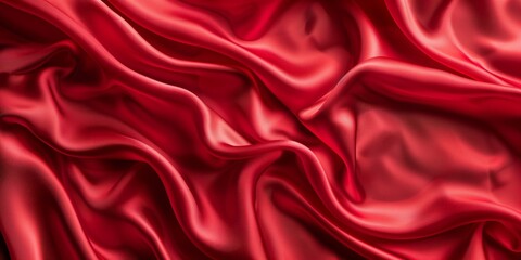Obraz premium Closeup of rippled red silk fabric - AI Generated