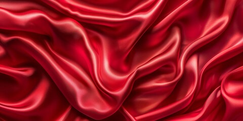 Obraz premium Closeup of rippled red silk fabric - AI Generated