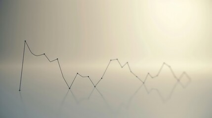 Naklejka premium Minimalistic line graph on off-white background, rising line, gradual market growth, elegant simplicity