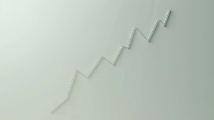 Minimalistic line graph on off-white background, rising line, gradual market growth, elegant simplicity