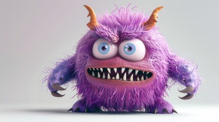 Fototapeta premium Expressive and emotional Cute 3D cartoon monster. This character may be related to animation, children's media, or character design