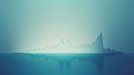Minimalistic line graph on soft blue background, steady rise, market growth illustration, sleek minimalism