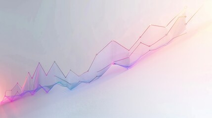 Minimalistic line graph on white background, rising trend, gradual market growth, clean design
