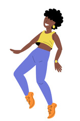 Happy dancing woman. Colourful illustrations of modern dance.