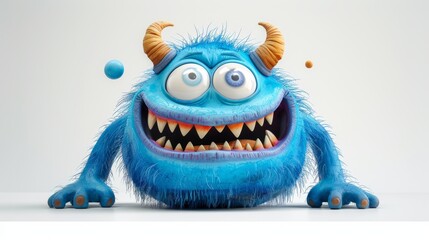 Fototapeta premium Expressive and emotional Cute 3D cartoon monster. This character may be related to animation, children's media, or character design
