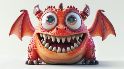 Expressive and emotional Cute 3D cartoon monster. This character may be related to animation, children's media, or character design