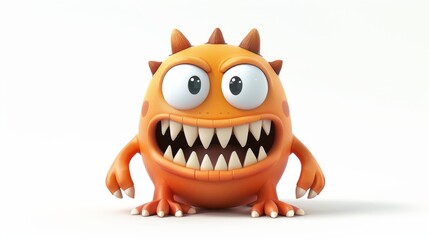 Expressive and emotional Cute 3D cartoon monster. This character may be related to animation, children's media, or character design
