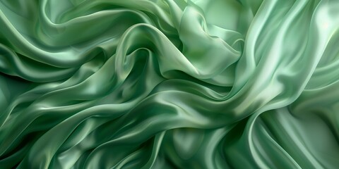 Obraz premium Closeup of rippled green silk fabric - AI Generated