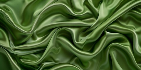 Obraz premium Closeup of rippled green silk fabric - AI Generated