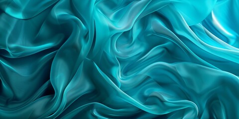 Obraz premium Closeup of rippled aqua silk fabric - AI Generated