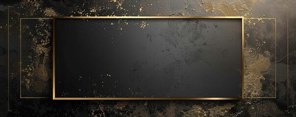 Elegant black rectangular card with a luxurious golden frame design