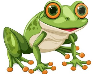 Fototapeta premium Clipart Frog. Isolated Cute Cartoon Frog Clip Art in Nature Zoo Environment
