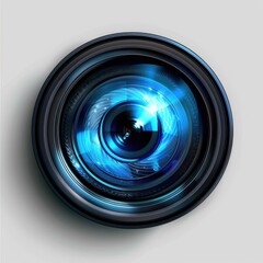 Camera Iris and Aperture in Blue Tones. Lens Shutter Concept in Photography