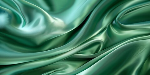 Obraz premium Closeup of rippled green silk fabric - AI Generated