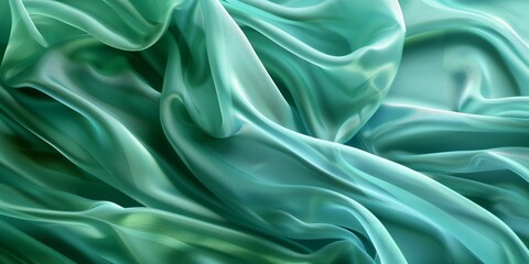 Obraz premium Closeup of rippled green silk fabric - AI Generated