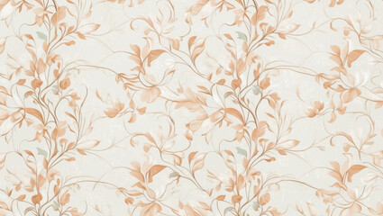 Seamless Abstract Watercolor Peach Floral Pattern Design