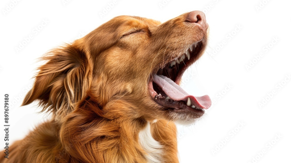 Canvas Prints Yawning Brown Nova Scotia Duck Tolling Retriever on White Background