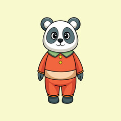  Cute Cartoon Panda in Red Outfit - Adorable Character Illustration