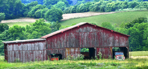 Truck and Red Barn in Tennessee