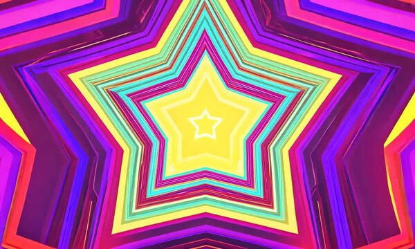 Funky abstract stars with bright, geometric patterns. 4K Alpha Video
