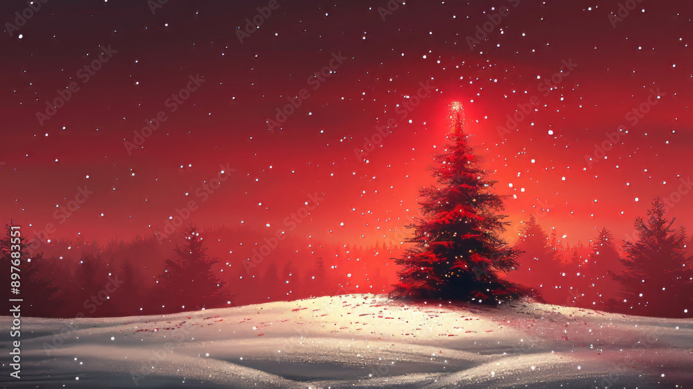Fototapete create a drwaing of a christmas tree with presend, generative ai