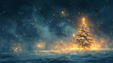 Naklejka premium create a drwaing of a christmas tree with presend, generative ai