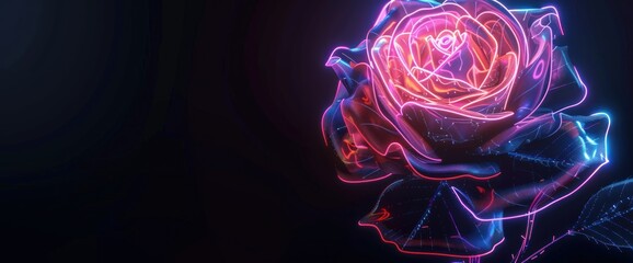 Neon rose graph against a black background, representing vibrant business expansion.